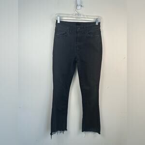Mother Insider Crop‎ Step Fray Jeans Women 27 Black Excellent High Rise Flare